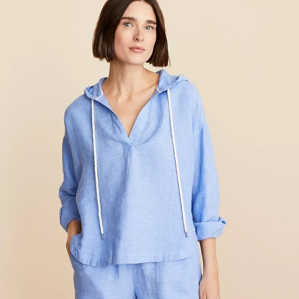 Lou & Grey Linen Tunic Hoodie with Rope Accent